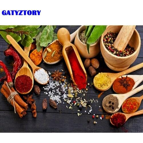 GATYZTORY 60x75cm Frame Diy Painting By Numbers Canvas Drawing Spice Picture Handpainted Gift Wall Decor Artwork