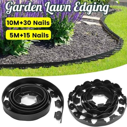 5m 10m Garden Flexible Lawn Grass Plastic Edging Border landscape edging Easy Install Insert Black Green