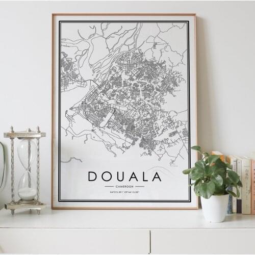 DOUALA city map Nordic Living Room Decoration Canvas Poster Modern Home Decor Art Print Painting