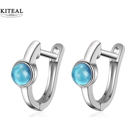 KITEAL NEW!! silver plated clip earrings for women a little refreshing blue women earing Gift for her