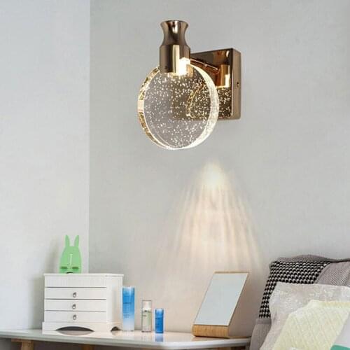 Creative Modern Bedroom Clear Crystal with Bubbles Led Wall Sconce Lamp Makeup Mirror Front Light Interior Decoration Lighting