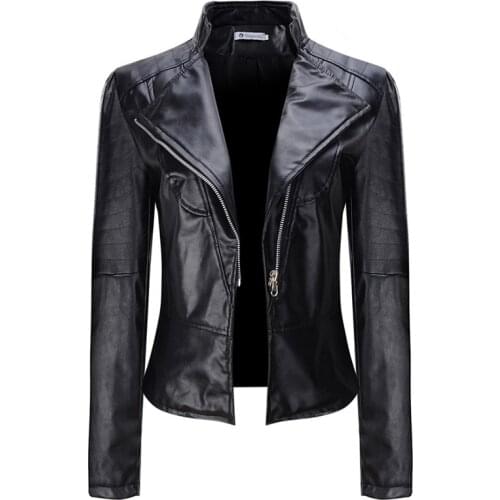 Liva girl New Loose PU Faux Leather Jacket Women Classic Moto Biker Jacket Spring Autumn Lady Basic Coat Plus Size Outerwear