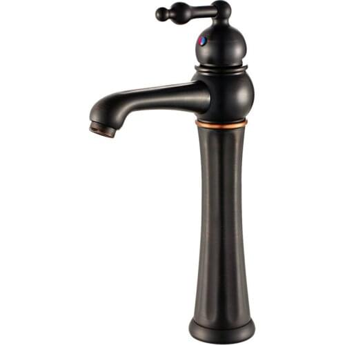 Bathroom Basin Faucet Brass Sink Mixer Tap Hot & Cold Faucet Single Handle Deck Mounted Black Oil Brushed Lavatory Crane Tap