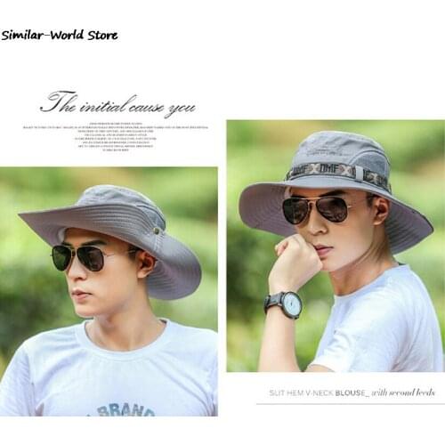 Summer Fishing Hat Man Women Wide Breathable Mesh Fishing Cap Beach Hats Sun Men\s Outdoors UV Protection Shade Hat