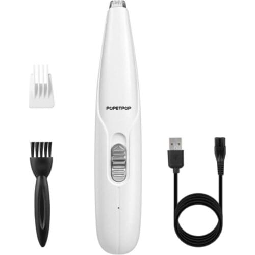 Pet Paw Hair Clipper Rechargeable Pet Hair Grooming Kit Adjustable Multi-Functional Dog Feet Hair Shaver (White)