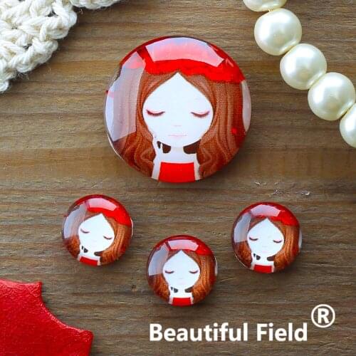 12mm 25mm 14mm 16mm 18mm 20mm Photo Glass Cabochons Round Cameo Set Handmade Settings Stone Girl FFR28