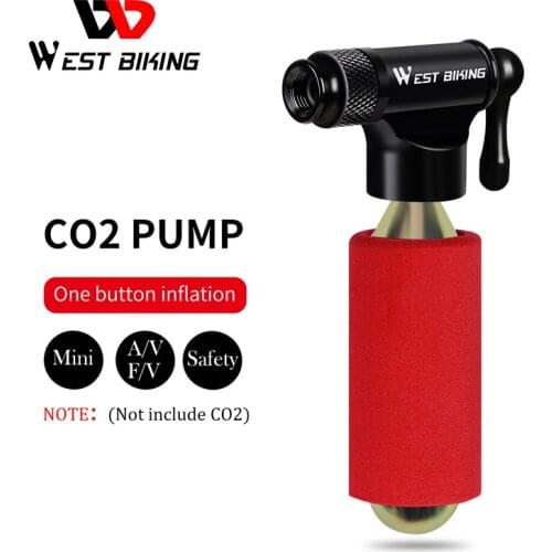 WEST BIKIING CO2 Pump Bike Mini Hand Pump MTB Road Bicycle Air Inflator Schrader Presta Valve Adapter Ball Cycling Accessories