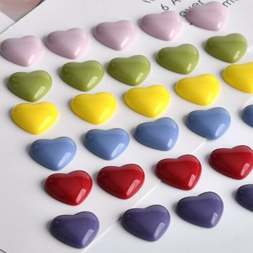 New style 50pcs/lot color print geometry hearts shape flatback beads diy jewelry earring/garment beaded pendant accessory