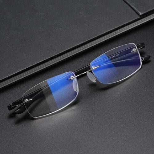 BINGLE Frameless cut edge presbyopia glasses fashionable and elegant TR90 HD anti blue light presbyopia glasses