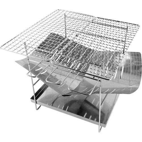 Outdoor Camping Ultra-light Burning Table Stainless Steel Folding Camping Bonfire Barbecue Grill Wood Stove