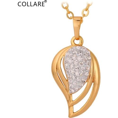 Collare Heart Love Pendants Gold Color Valentine Gift Jewelry Crystal Rhinestone Necklace Woman P874