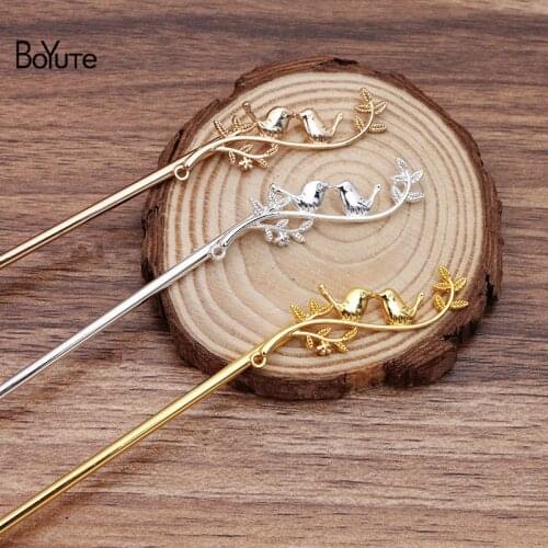 BoYuTe (10 Pieces/Lot) Metal Alloy 14*45MM Bird Branch Hair Stick Diy Jewelry Accessories Retro Hair Jewelry Materials