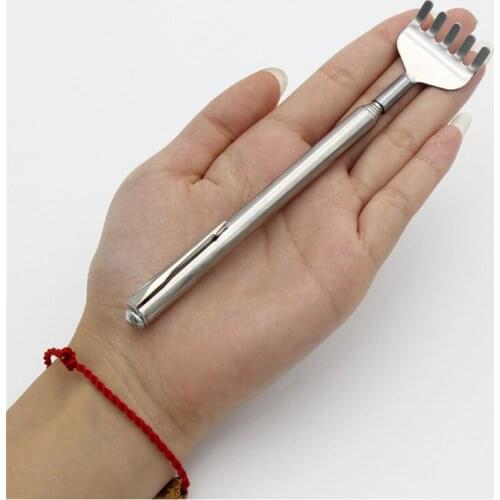 Stainless Steel Portable Telescopic Back Scratcher Itch Massage Tool Adjustable Size Pen-type Clip Tickle Massage Scratch Rake
