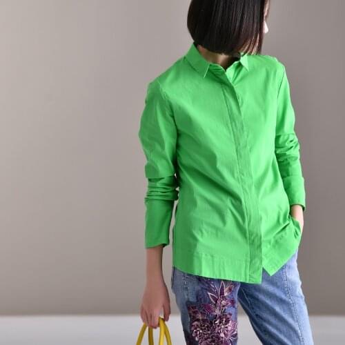 MICOCO C2201 Commuter style simple color double-sided small lapel long sleeve shirt shirt