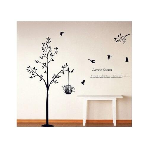 High Quality Carving Still Life Family Tree Modern Home Decal Wall Sticker Loves Secret Quotes Wall Decor Bird Picture Wall Art