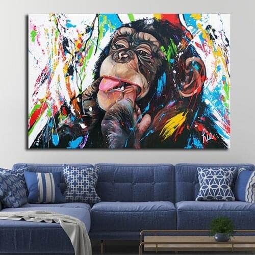 Funny Monkey Gorilla Animal Graffit Abstract Artwork Canvas Painting Wall Art For Living Room Bed Room Modern Decora Unframed