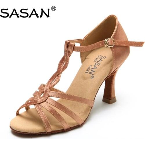 Woman SHOES Female Latin Dance Shoes Adult High-Heeled Wear-Resistant Shoe Wholesale Spring Summer Square SASAN S-28 Authentic
