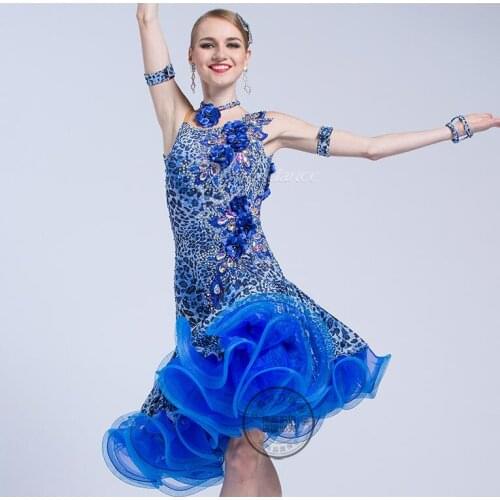 Professional custom fabric dance dress latin dance dress girl or lady fringe tassel latin dancing dress competition 17157