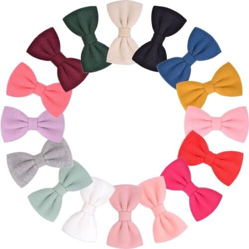 16PCS/LOT Candy Colors Baby Bowknot Hair Clips For Cute Girls Boutique Cotton Hairpins Barrettes Headwear Kids Hair Accessories