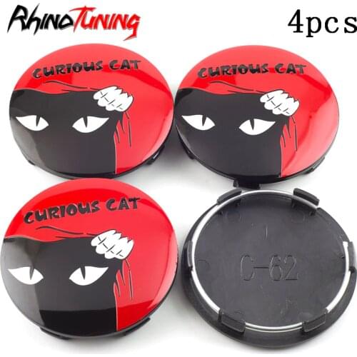 4pcs 62mm 58mm For Rays Volk Racing Car Wheel center Caps Curious Cat Wheels Hubcaps Cover for rims Auto Accessories A-Flat Type