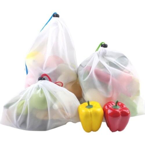 5PCS Polyester drawstring bag fruit net bag vegetable storage drawstring bag reusable toy net bag