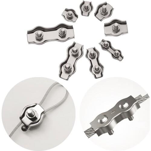 5Pcs M2-M5 Stainless Steel Simplex 1/2-Post Bolt Clip Wire Rope Cable Clamp Caliper Rope Simple Grip