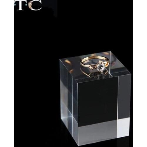 Acrylic Perspex Display Block Stand Height Showcase Collectibles Clear Solid Ring Earring Necklace Organizer Jewelry Counter