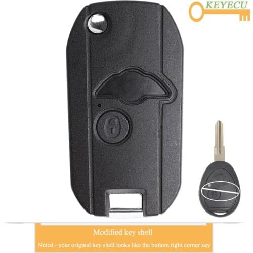 KEYECU Modified Flip Remote Key Case Shell for Land Rover Discovery 1999 2000 2001 2002 2003 2004, FOB 2 Button - Unsert Blade