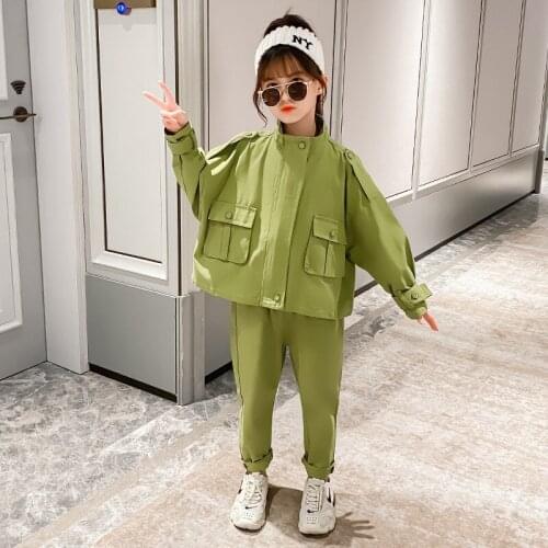 Kids Tracksuit Spring Autumn Girls Clothing Solid Jackets+Pants Children Clothing Sport Suits For Girls Clothes Set 4-12 Years