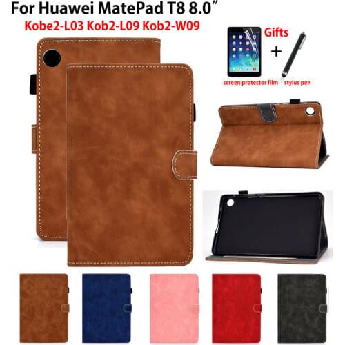 For Huawei MatePad T8 8.0 Case Cover KOB2-W09 KOB2-L09 Kobe2-L03 Coque Funda Tablet Soft Shockproof Flip Stand Skin Shell +Gift