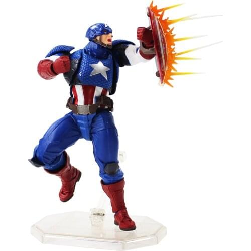 16cm Avengers Captain America Assemble Revoltech Amazing Series NO.007 Sculpted by Yamaguchi Katsuhisa PVC Figure Model Toy