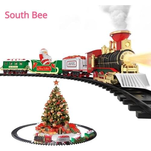 South Bee Christmas Toy Train Set Railway Tracks Toys Xmas Tree Gift for Boys w/ Smoke Lights & Sounds Railway Tracks Kit