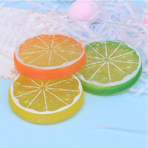 Julie Wang 6PCS 52mm Resin Lemon Slice Charms No Nail Orange Artificial Fruit Mixed Colors Jewelry Making Accessory Decor