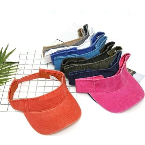 Unisex women 100% washed denim sun cap Visor hat Topless adjustable fishing hat Outdoor adult men cotton Sunshade hat Gorros