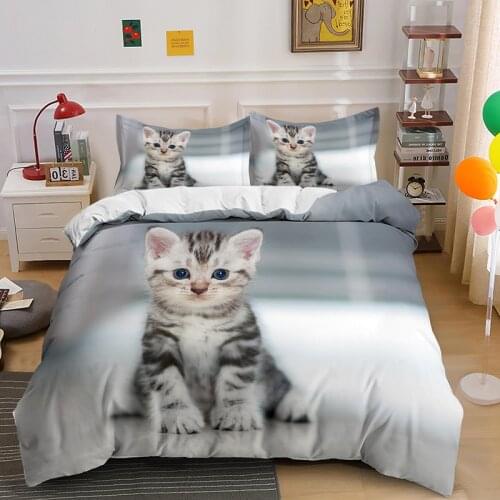 Lovely Animal Cats Bedding Set Comforter 3D Print Luxury Duvet Cover Set Home Textile Decoration Adult Queen King Single Size