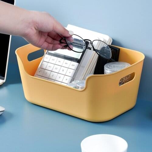 Storage Basket with Handles Thick PP Materials Portable Desktop Sundries Snack Cosmetics Organizer Bins for Shelf TS2