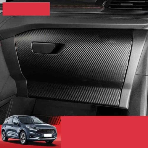 Lsrtw2017 Leather Car Storage Plate Box Mat Cover for Ford Kuga Escape 2019 2020 Sticker Carbon Fiber Black Accessories
