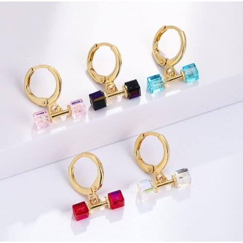 Colorful Hoop Earrings for Women Geometric Transparent Cubic Dangle Earrings Female Ear Rings Party New Fashion Korean