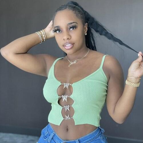 Crop Top Sexy Backless Solid Color Leisure Time Chain Thread New Fashion Summer Corset Top