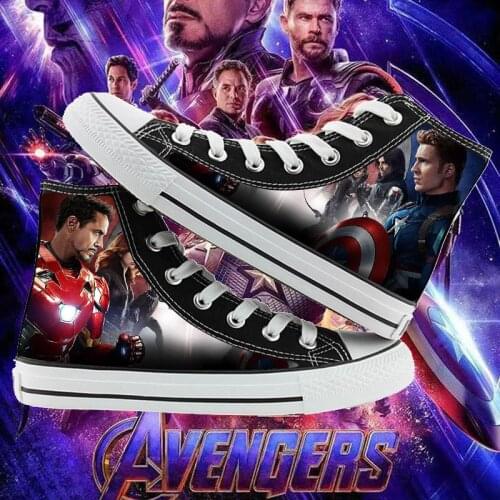 Avengers 4 Canvas Shoes Captain America Iron Man Spiderman Movie Surrounding Men and Women with The Same High-top Sneakers