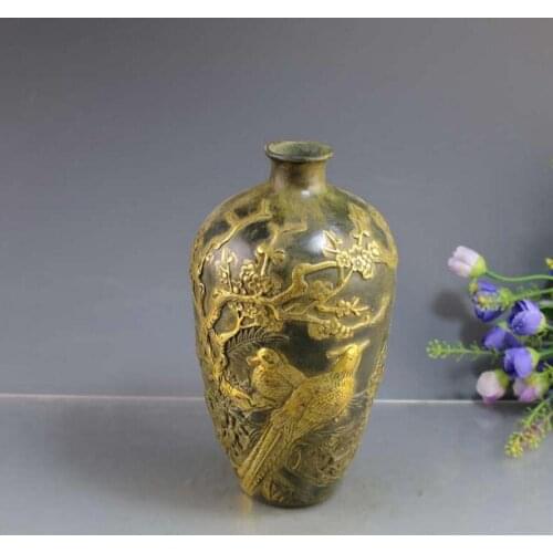 Copper Statue Bronze ware, magpie, plum, pomegranate mouth bottle, home furnishings and crafts