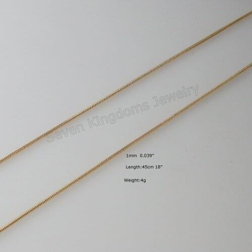 Min order 10$/ Can mix with other design/ 4 g 18" - YELLOW GOLD GP FILLED THIN LINK SNAKE BONE CHAIN WIDTH 1 MM NECKLACE