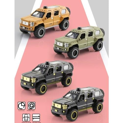 CHEZHI 1:24 Scale Vehicle Model Simulation Alloy Jeep Metal Armored Car SUV Boy Decorative Gift Six-Door Also Sound-Light Car