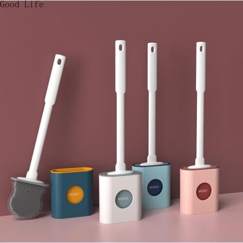 Creative Silicone Toilet Brush Set Wall-Mounted Toilet Cleaning Brush With Long Handle Soft Bristles Without Dead Ends