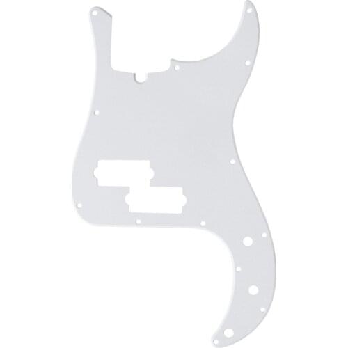 FLEOR PB Bass Pickguard Bass Guitar Scratch Plate White 1Ply & Screws for 13 Hole USA/Mexico Electric Bass Parts
