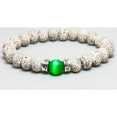 Natural Togua Nut Bodhi Seed Bead With Green Opal Bracelet Women MenTibetan Buddhist Prayer & Yoga Meditation Sanskrit Jewelry