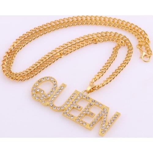 202New Fashion Luxury Gold-Color Queen Crown Chain Necklace Zircon Crystal Necklace Women Fashion Jewelry Birthday Present Gifts