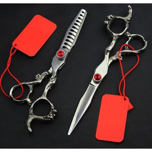 Upscale Germany 440c 6 & 5.5 inch hair scissors makeup thinning shears cutting barber hair clipper scissor hairdressing scissors