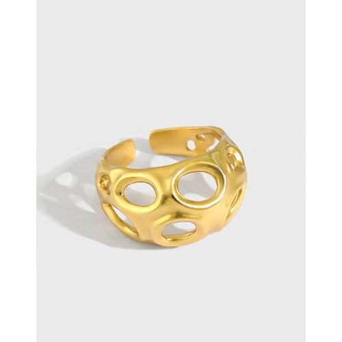 SHANICE Authentic S925 Sterling Silver open ring ins minimalist geometric arc hollow surface Opening Index Finger Accessories