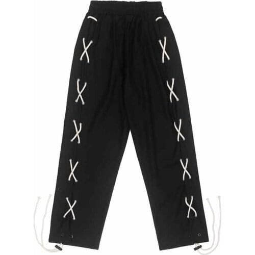 Autumn and Winter Trend Casual Pants Retro Hand-Knitted Rope Street Style Trousers For Men and Women Loose Fall Wide-Leg Bottoms